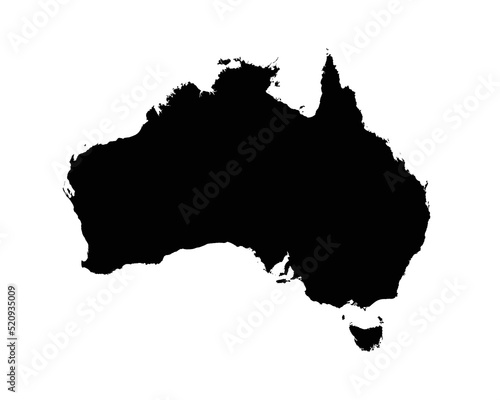 Australia Map. Australian Country Map. Aussie Black and White National Outline Boundary Border Shape Geography Territory EPS Vector Illustration Clipart