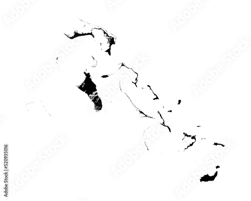 The Bahamas Map. Bahamian Country Map. Black and White National Outline Border Boundary Shape Geography Territory EPS Vector Illustration Clipart