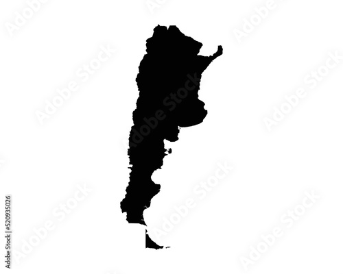 Argentina Map. Argentine Country Map. Argentinian Black and White National Outline Boundary Border Shape Geography Territory EPS Vector Illustration Clipart