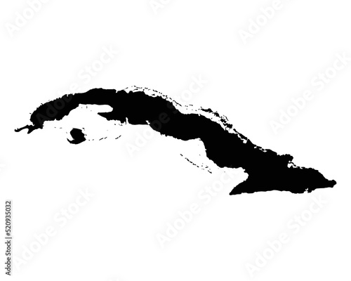 Cuba Map. Cuban Country Map. Black and White National Outline Geography Border Boundary Shape Territory EPS Vector Illustration Clipart