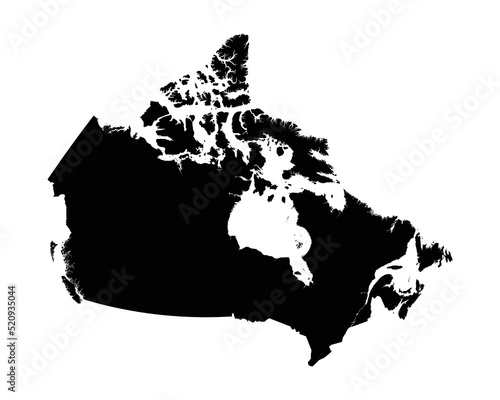 Canada Map. Canadian Country Map. Black and White National Outline Geography Border Boundary Shape Territory EPS Vector Illustration Clipart