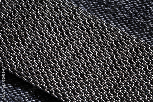 Fototapeta Milanese weave, stainless steel watch bracelet, macro photo