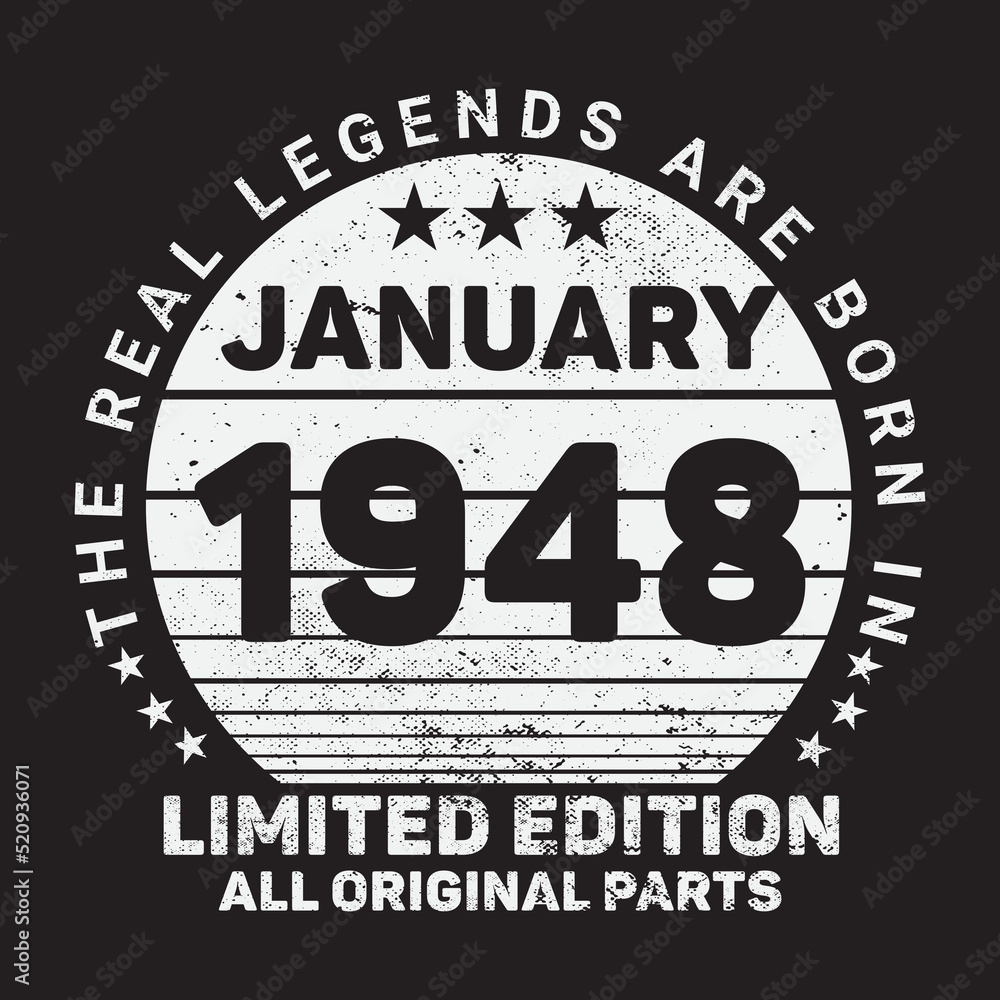 The Real Legends Are Born In January 1948, Birthday gifts for women or men, Vintage birthday shirts for wives or husbands, anniversary T-shirts for sisters or brother