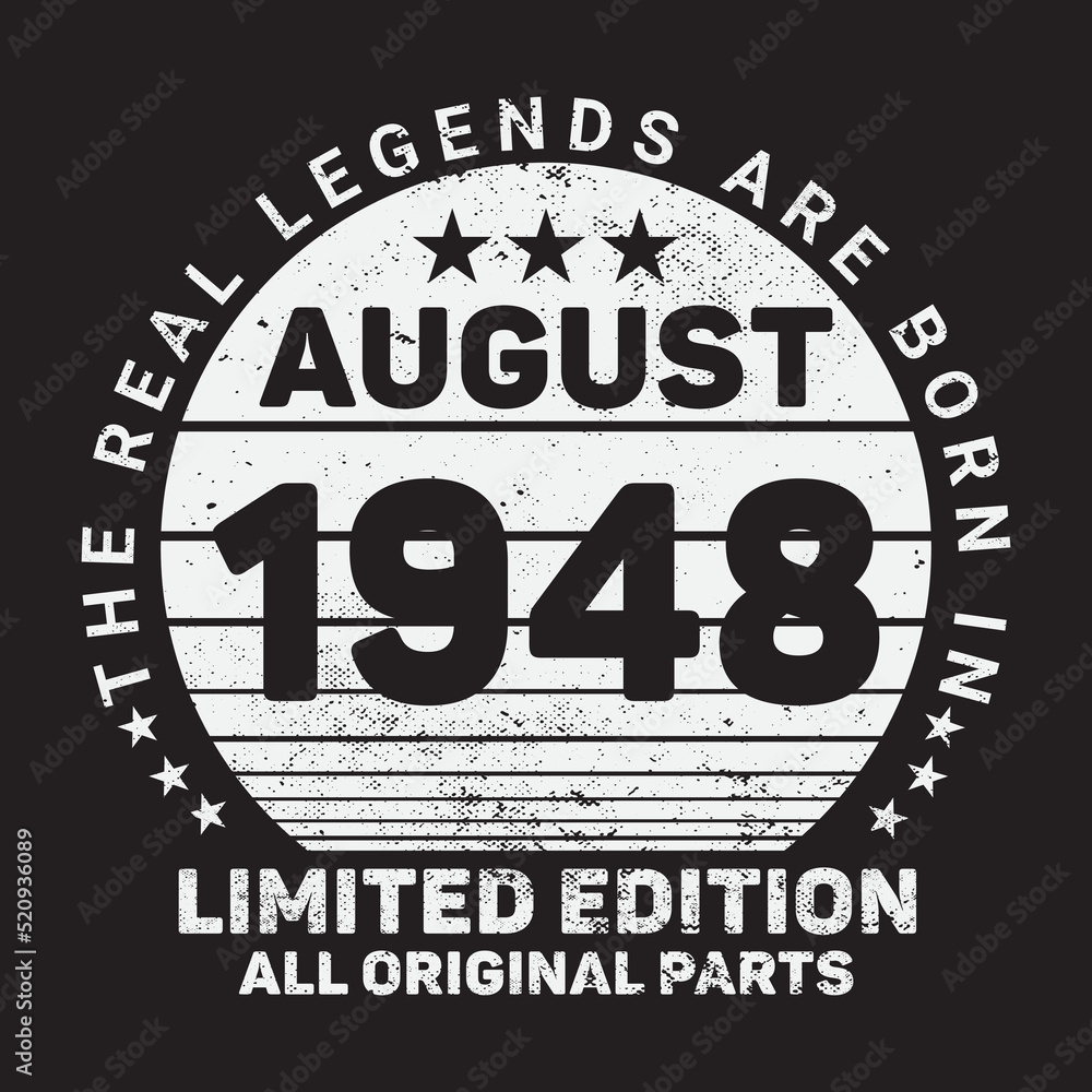 The Real Legends Are Born In August 1948, Birthday gifts for women or men, Vintage birthday shirts for wives or husbands, anniversary T-shirts for sisters or brother The Real Legends Are Born In August 1948, Birthday gifts for women or men, Vintage birthday shirts for wives or husbands, anniversary T-shirts for sisters or brother