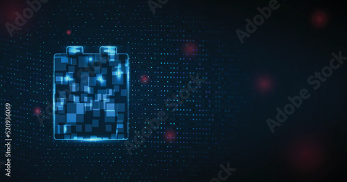 The storage of electrical energy in a battery is depicted by a cylindrical figure. Alternative energy to replace fuel is becoming increasingly popular in the automotive industry.