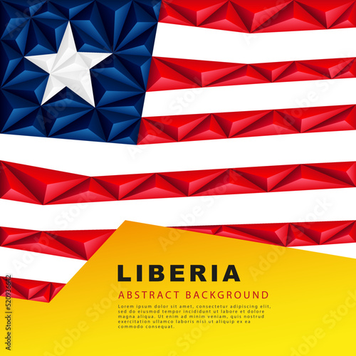 Polygonal flag of Liberia. Vector illustration. Abstract background in the form of colorful red and white stripes