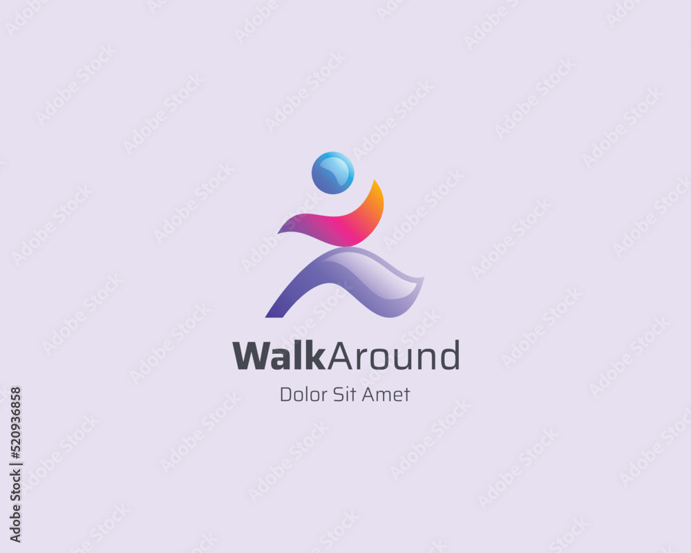 Abstract walk people logo gradient Abstract walk people logo gradient