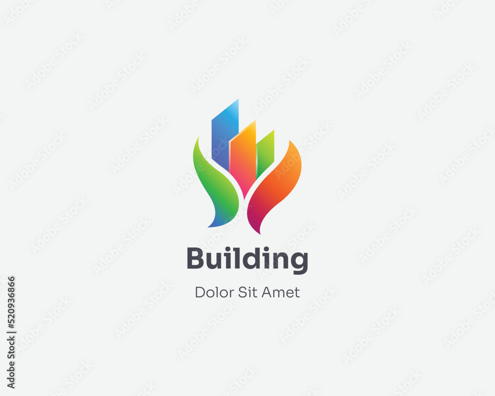 Colorful city building logo gradient