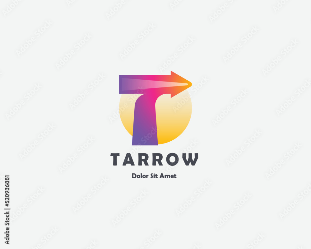 Colorful letter t with arrow logo gradient Colorful letter t with arrow logo gradient