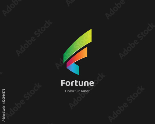 Colorful letter f logo design photo