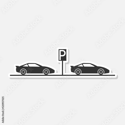 Fototapeta Naklejka Na Ścianę i Meble -  Parking area sticker icon isolated on white background