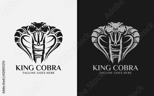 Black King Cobra Logo Design Illustration. Usable For Business Brand, Sport, Team, Mascot, Game Company.