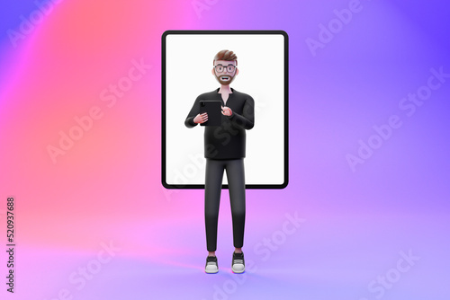 3D Character illustrator Office Man Colorful Background photo
