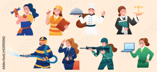 Female in diverse professions