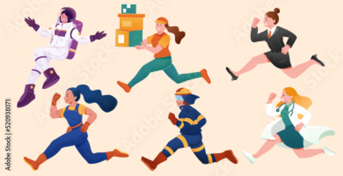 Female in diverse jobs and fields