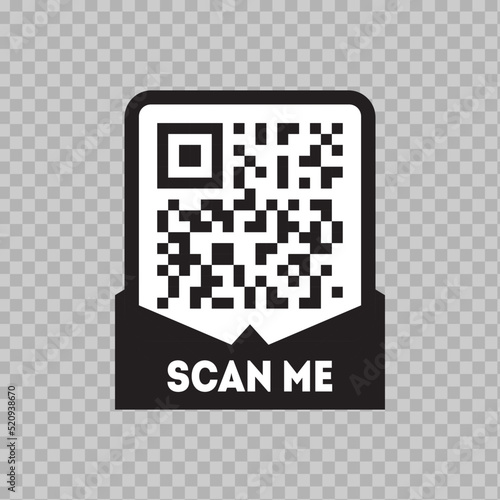 Scan me icon with QR code. Qrcode tempate for mobile app