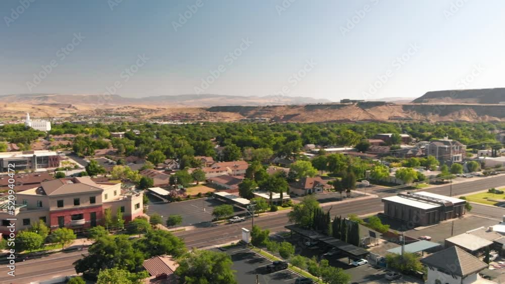 Aerial view of St George skyline and landscape from drone, Nevada Aerial view of St George skyline and landscape from drone, Nevada