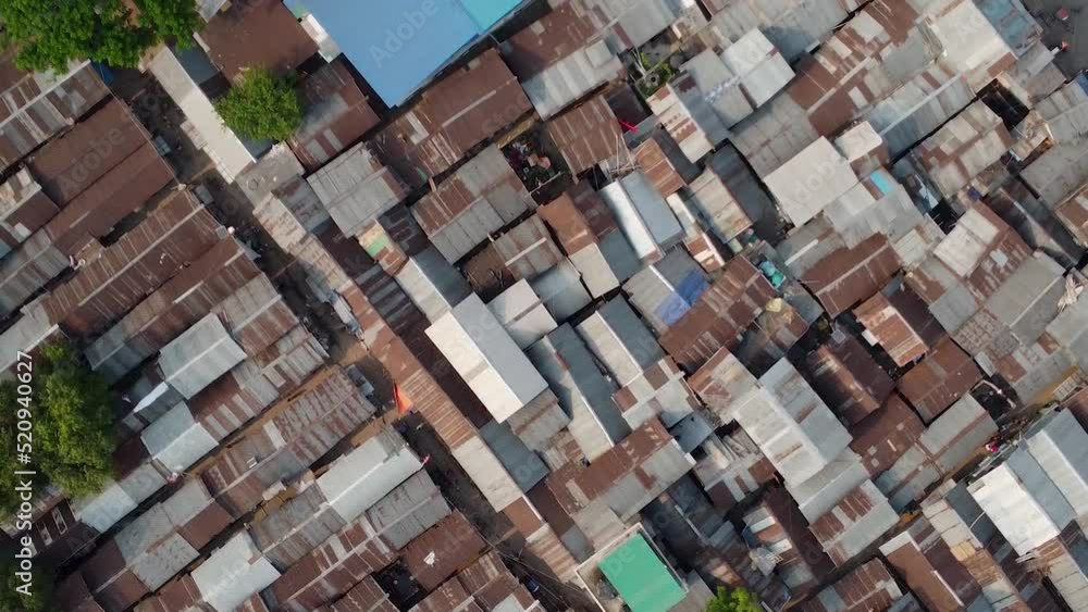 Drone shot of a Slum top down video Drone shot of a Slum top down video