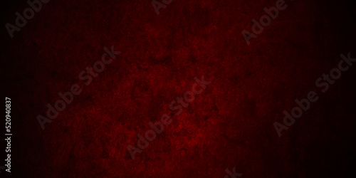 Red grunge abstract background texture black concrete wall, grunge halloween background with blood splash space on wall, red horror wall background, dark slate back background toned classic red color. © MdLothfor