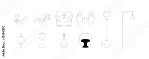 Boxing pictograms set sketch vector illustration.