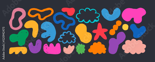 Grunge hand drawn modern doodles set. Big collection of abstract trendy elements and shapes. Grunge doodle shapes for posters, backgrounds or patterns.