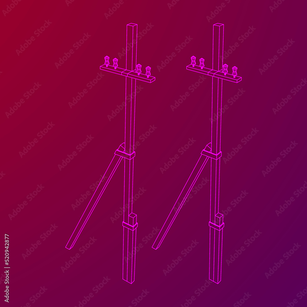 Electrical transmission tower pylon. Wireframe vector illustration Electrical transmission tower pylon. Wireframe vector illustration