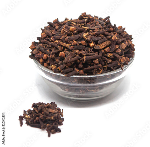 Sri Lankan cloves spice. Authentic Ceylon cloves spice on a solid white background.