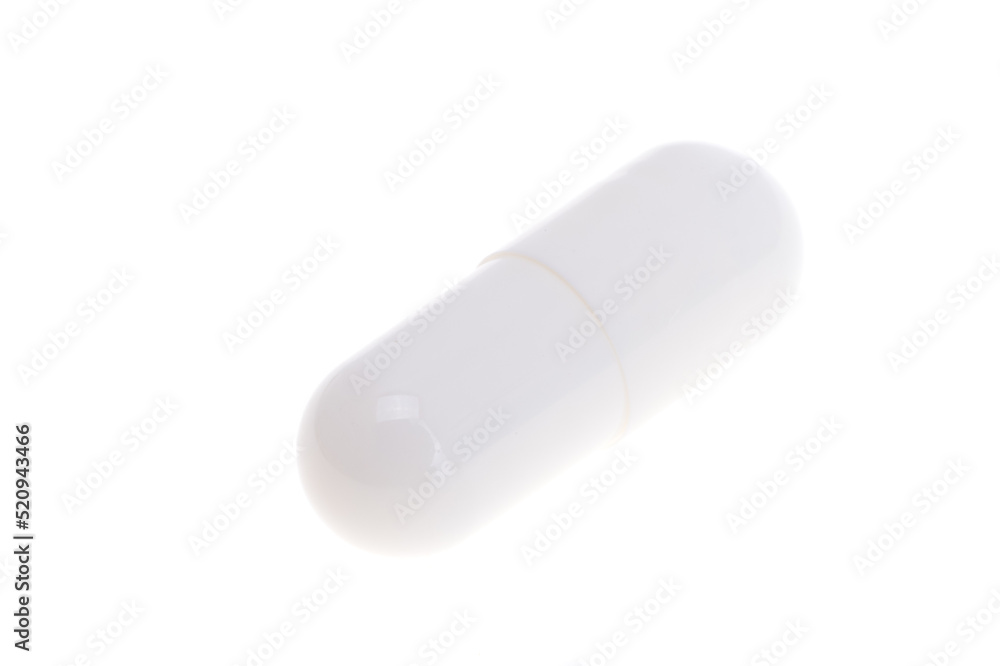 white medical capsule isolated