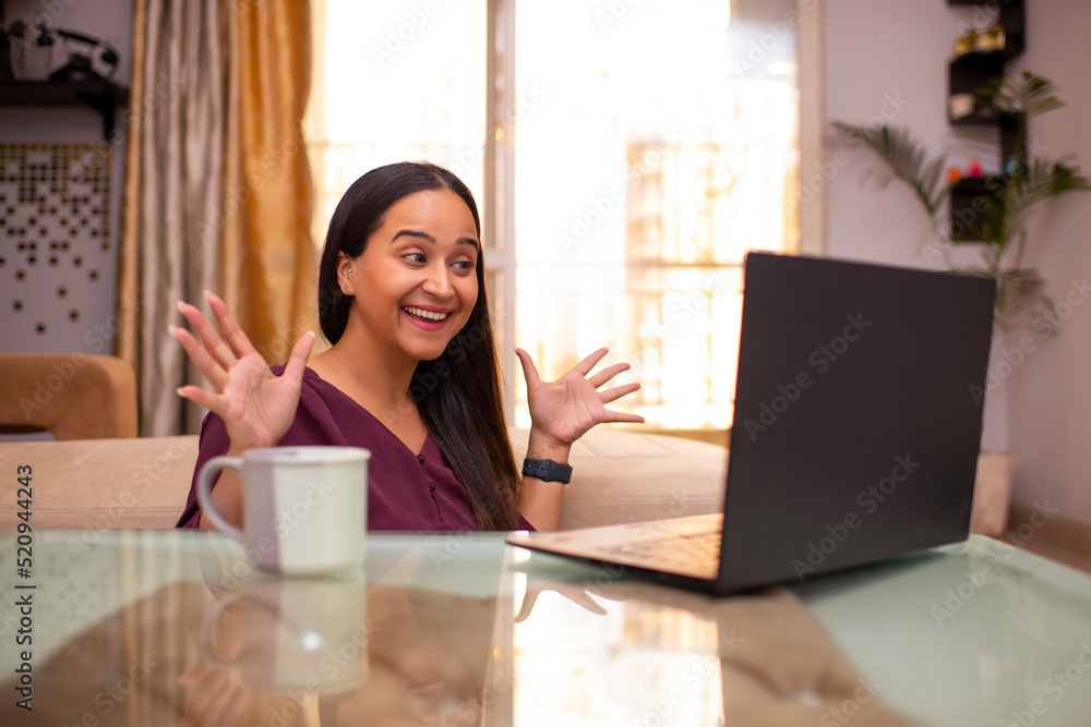 Young woman having video conference at home Young woman having video conference at home