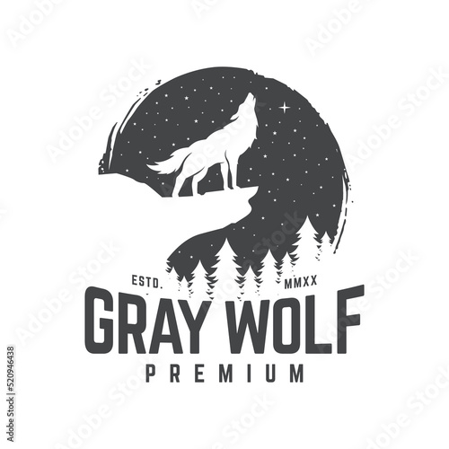 Wolf head Vector illustration. Wolf Vintage Logo Stock Vector.