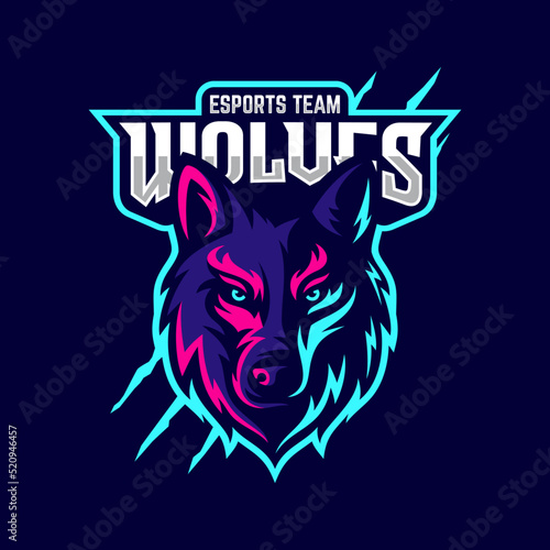 wolves mascot esport logo character design for wolf gaming and sport