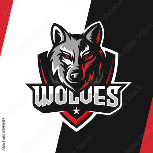 wolves mascot esport logo character design for wolf gaming and sport