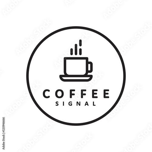 coffee and signal combination logo. simple monoline style design