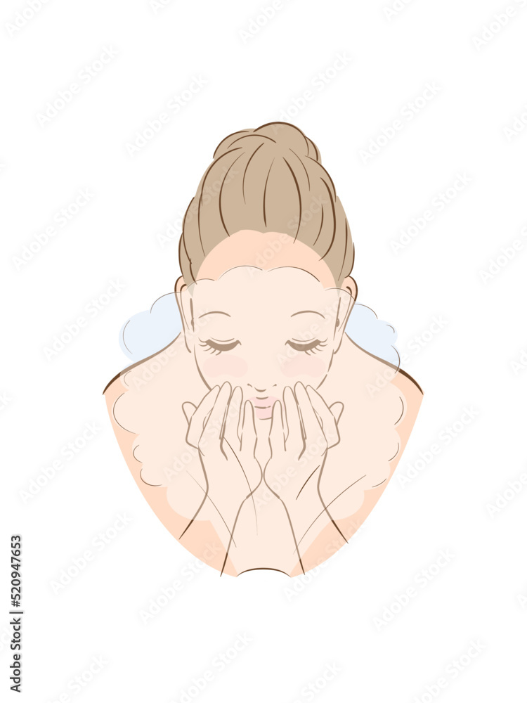 Obraz premium 丁寧なスキンケアをする美しい女性 フェイシャルスチーマー