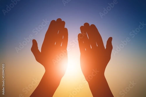 Fotografie, Obraz A hand silhouette sunlight