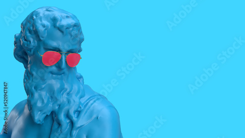 3d render bust with beard a man looks from top to bottom there is a place for text advertising color background photo