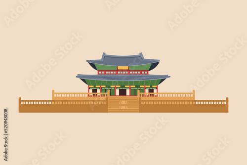 Gyeongbokgung landmark of Seoul. Happy chuseok concept. Flat vector illustrations isolated .