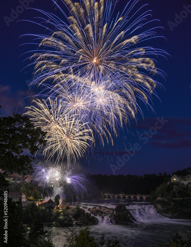 Firework over the Rhinefall on the Swiss National Day 1. August