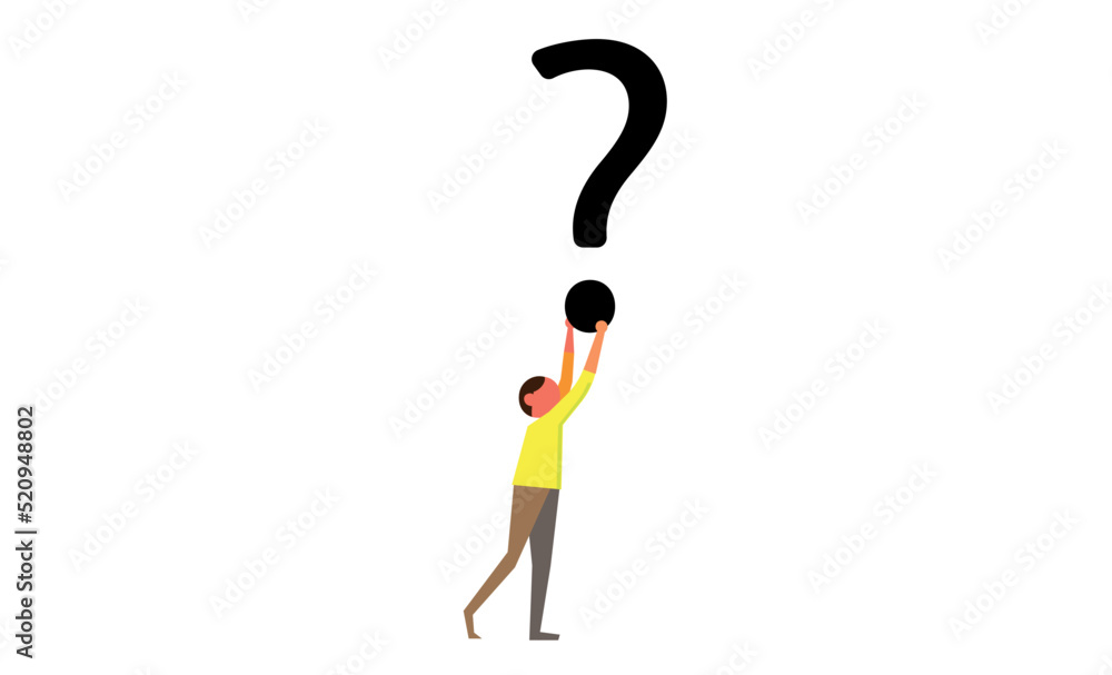 Vector man holding a question mark. illustration in the simple flat style Vector man holding a question mark. illustration in the simple flat style