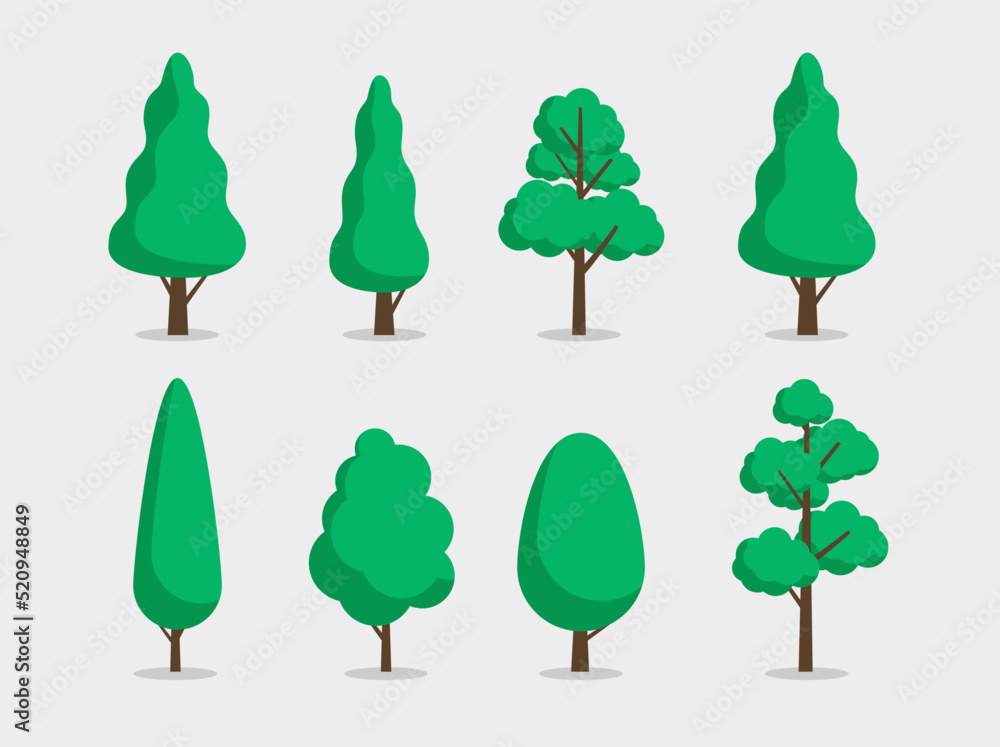 Vector trees - Green flat design tree collection