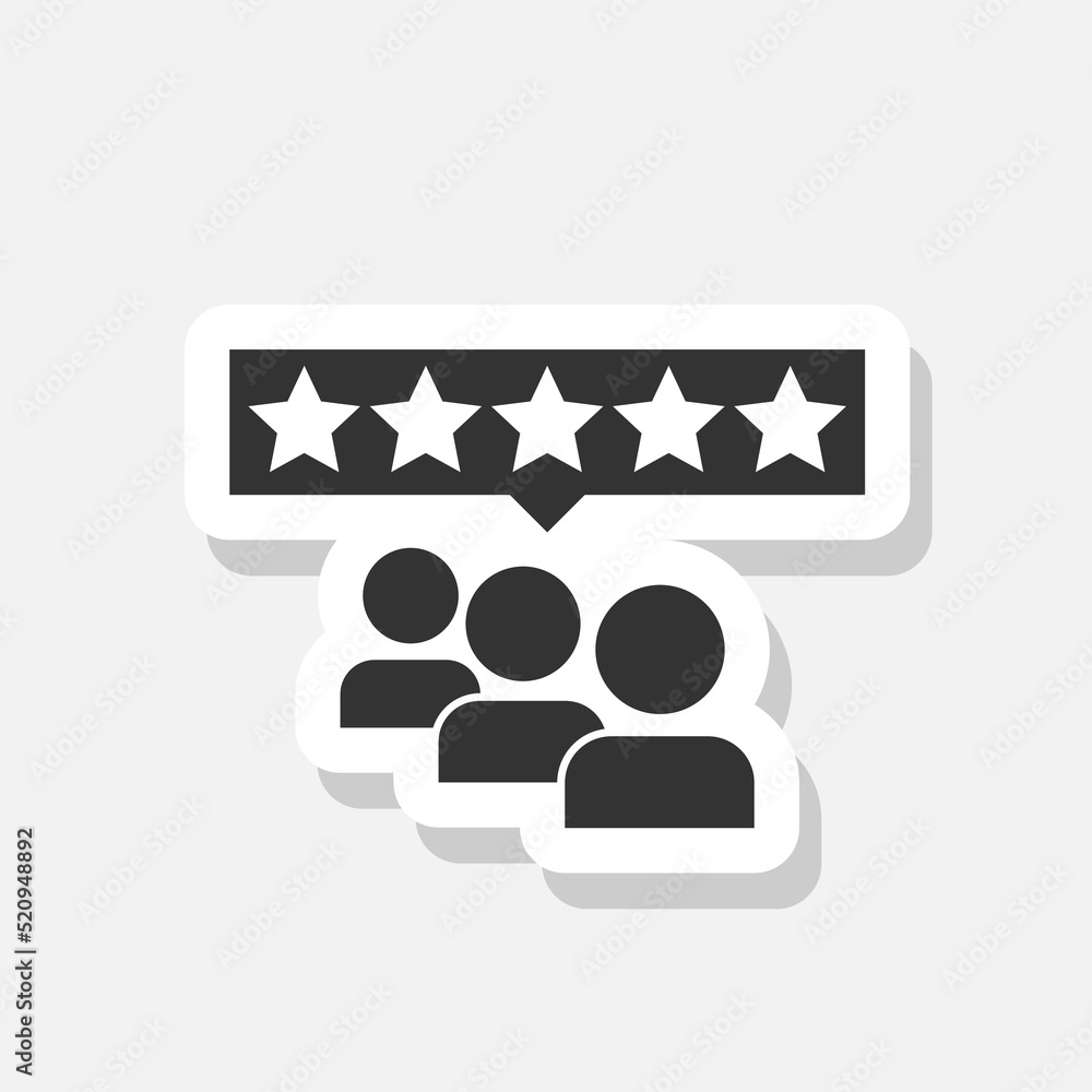 Customer review sticker icon isolated on white Customer review sticker icon isolated on white