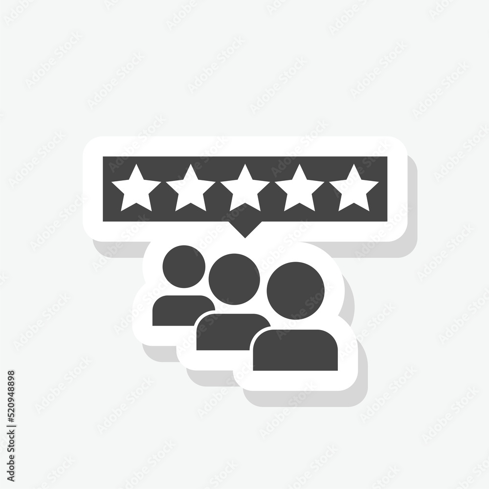 Customer review sticker icon isolated on white Customer review sticker icon isolated on white