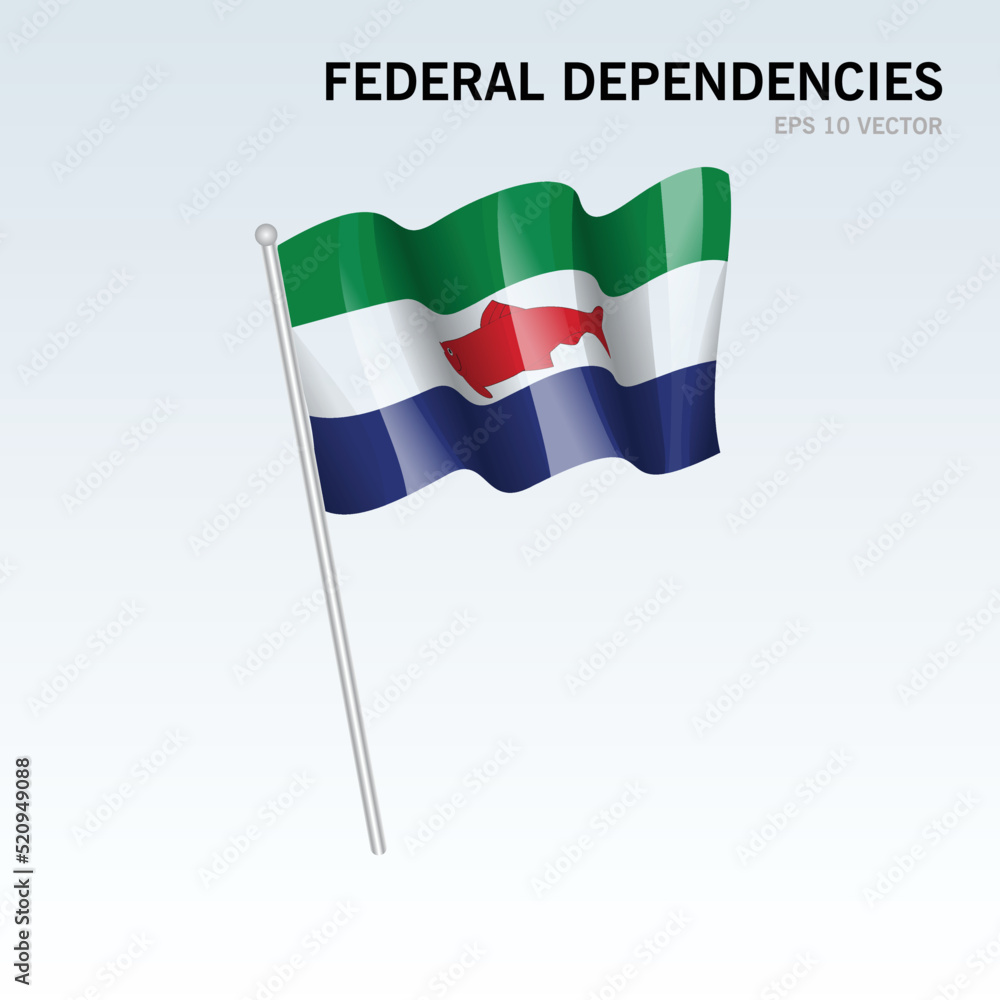 Waving flag of Federal Dependencies states,capital district, federal dependency of Venezuela on gray background Waving flag of Federal Dependencies states,capital district, federal dependency of Venezuela on gray background