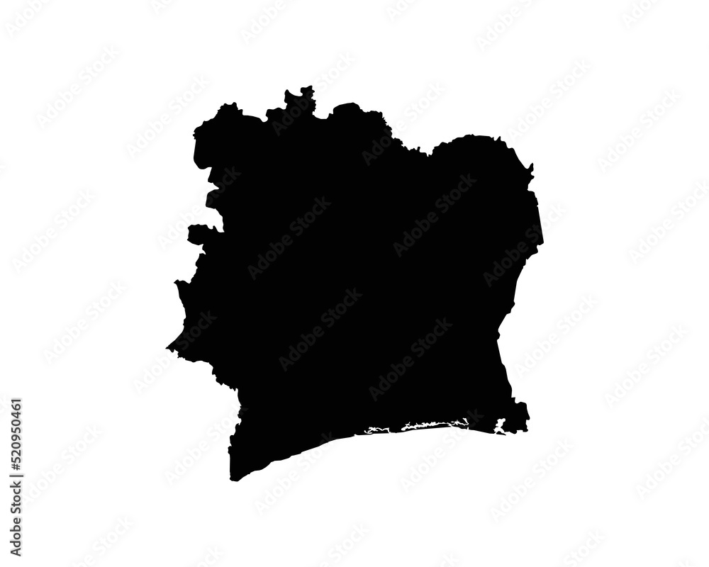 Côte d'Ivoire Map. Ivory Coast Country Map. Black and White Cote d Ivoire National Nation Outline Geography Border Boundary Shape Territory Vector Illustration EPS Clipart