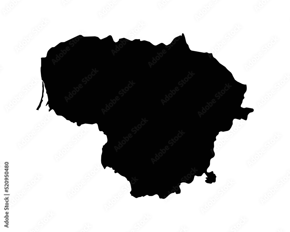 Lithuania Map. Lithuanian Country Map. Black and White National Nation Outline Geography Border Boundary Shape Territory Vector Illustration EPS Clipart