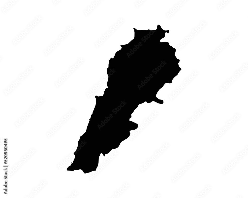 Lebanon Map. Lebanese Country Map. Black and White National Nation Outline Geography Border Boundary Shape Territory Vector Illustration EPS Clipart