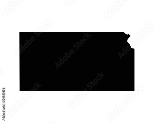 Kansas US Map. KS USA State Map. Black and White Kansan State Border Boundary Line Outline Geography Territory Shape Vector Illustration EPS Clipart