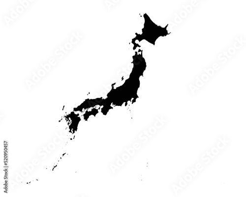 Japan Map. Japanese Country Map. Black and White Nippon Nihon National Nation Outline Geography Border Boundary Shape Territory Vector Illustration EPS Clipart