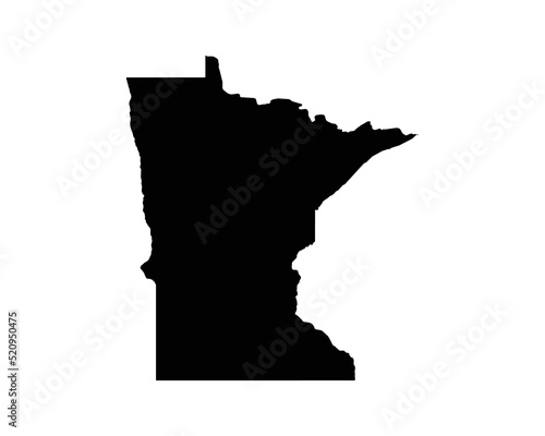 Minnesota US Map. MN USA State Map. Black and White Minnesotan State Border Boundary Line Outline Geography Territory Shape Vector Illustration EPS Clipart