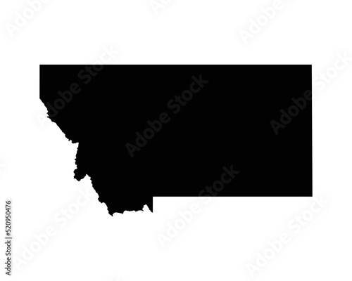Montana US Map. MT USA State Map. Black and White Montanan State Border Boundary Line Outline Geography Territory Shape Vector Illustration EPS Clipart
